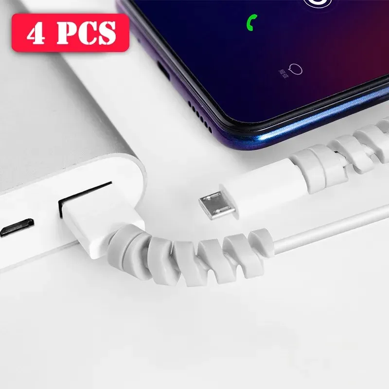 4PCS Cable Protector Silicone Bobbin Winder Wire Cord Cable Organizer Cover for phone Cell Phone USB Charger Cable Accessory