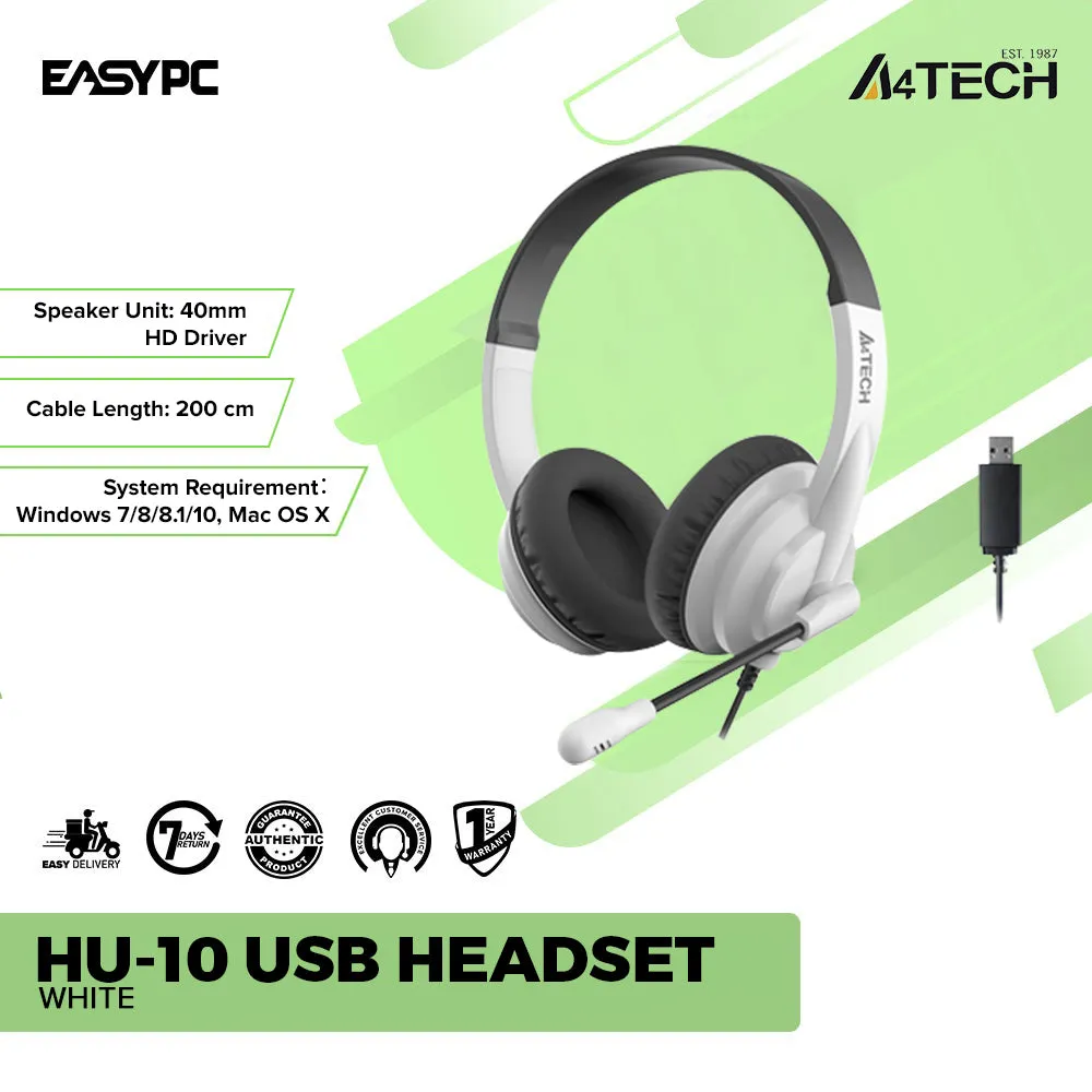 A4Tech HU-10 USB Headset White