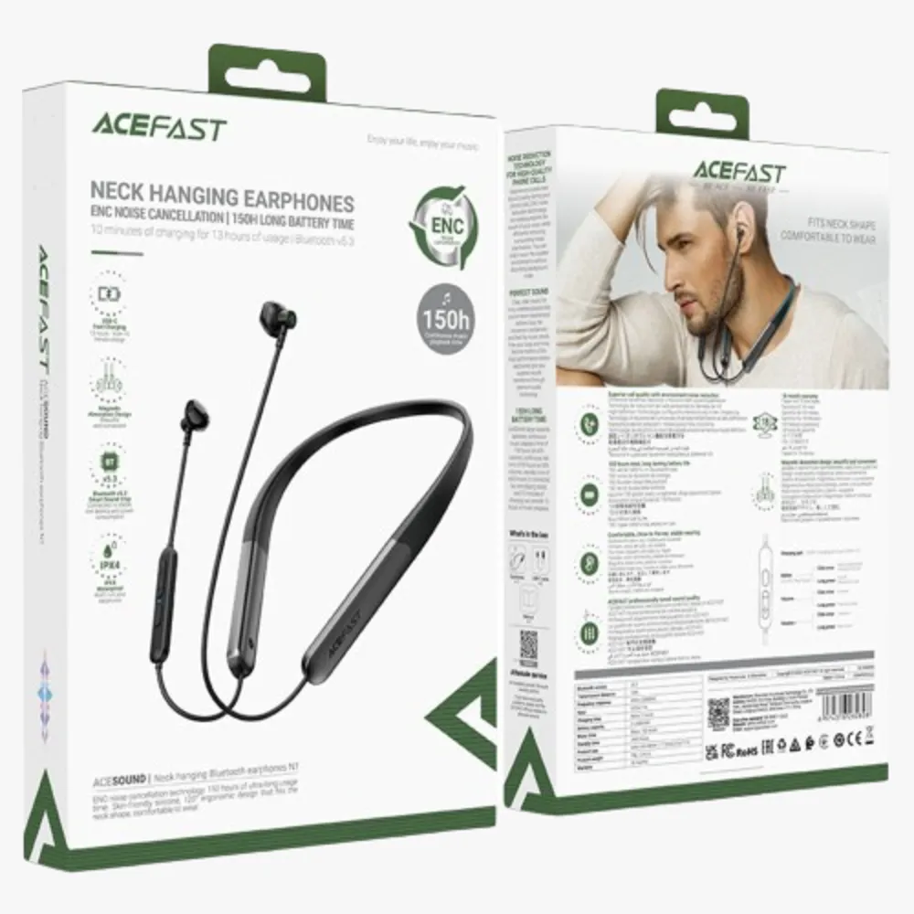 Acesound N1 Neck Hanging BT Earphone - Black