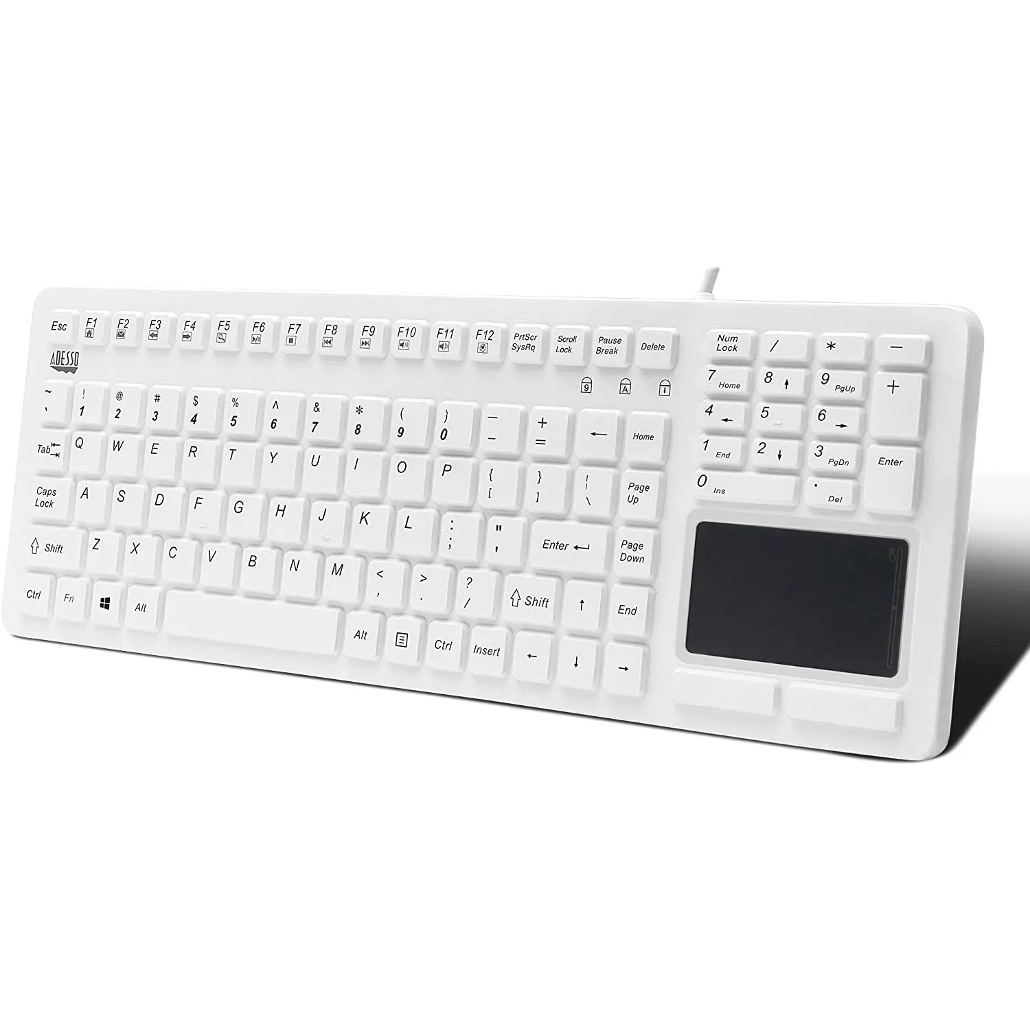 Adesso SlimTouch 270 Antimicrobial Waterproof Touchpad Keyboard (White)