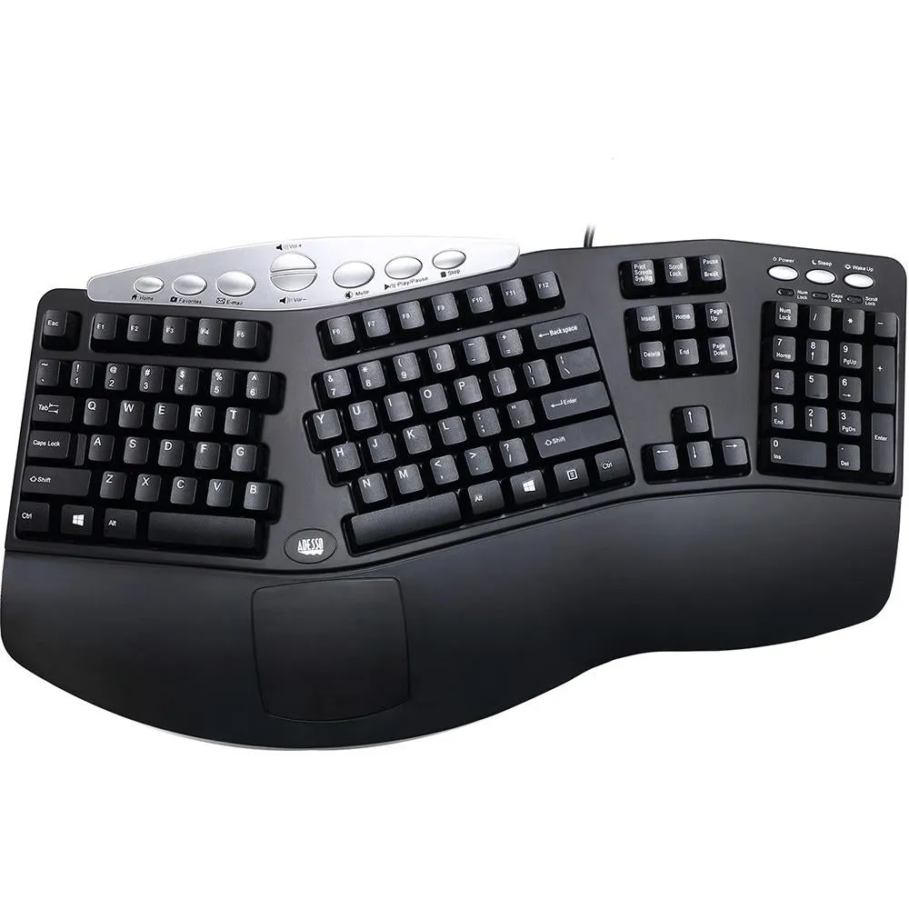 Adesso Tru-Form Media 208 Media Contoured Ergonomic Keyboard PCK-208B