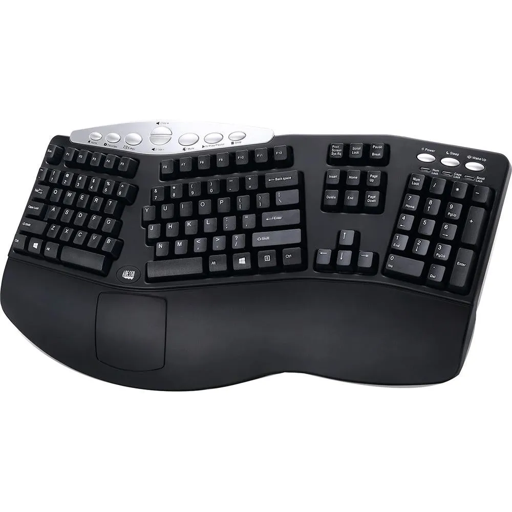 Adesso Tru-Form Media 208 Media Contoured Ergonomic Keyboard PCK-208B