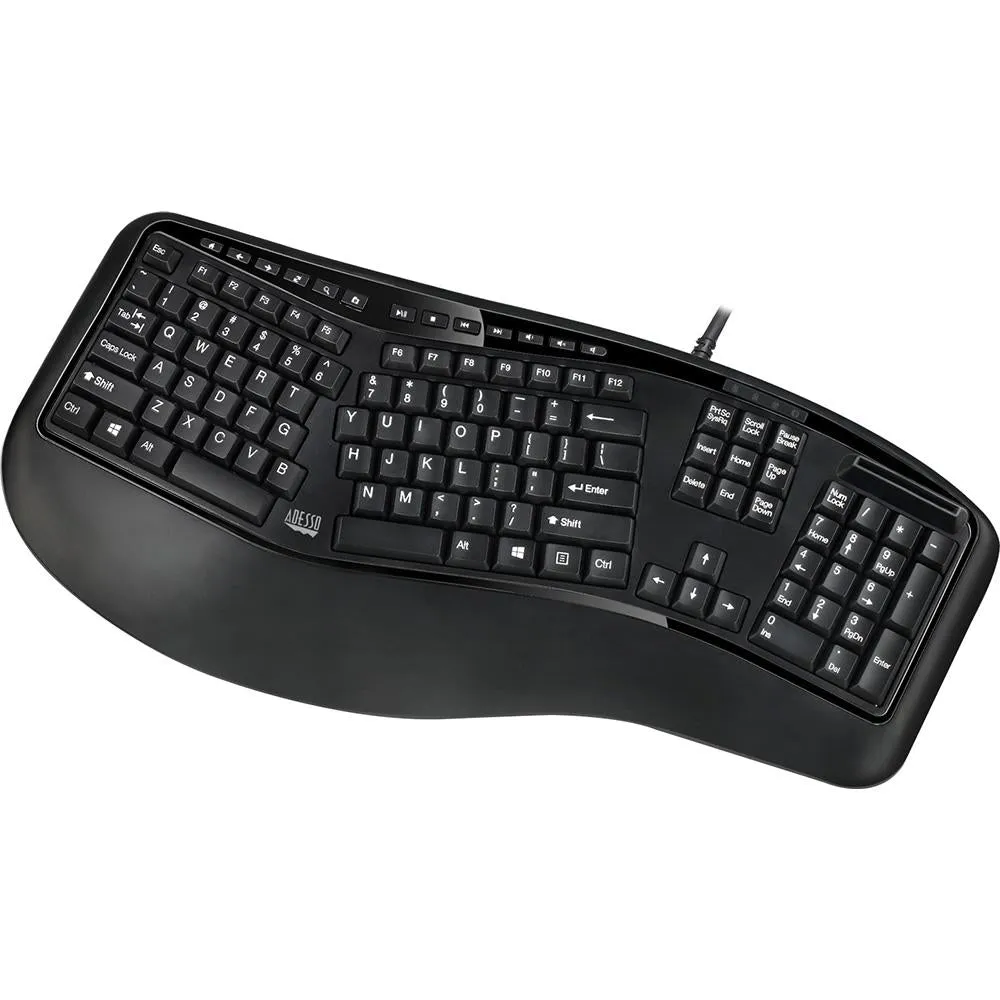 Adesso TruForm 150SB-TAA Desktop Ergonomic Smart Card Reader Keyboard (TAA Compliant)