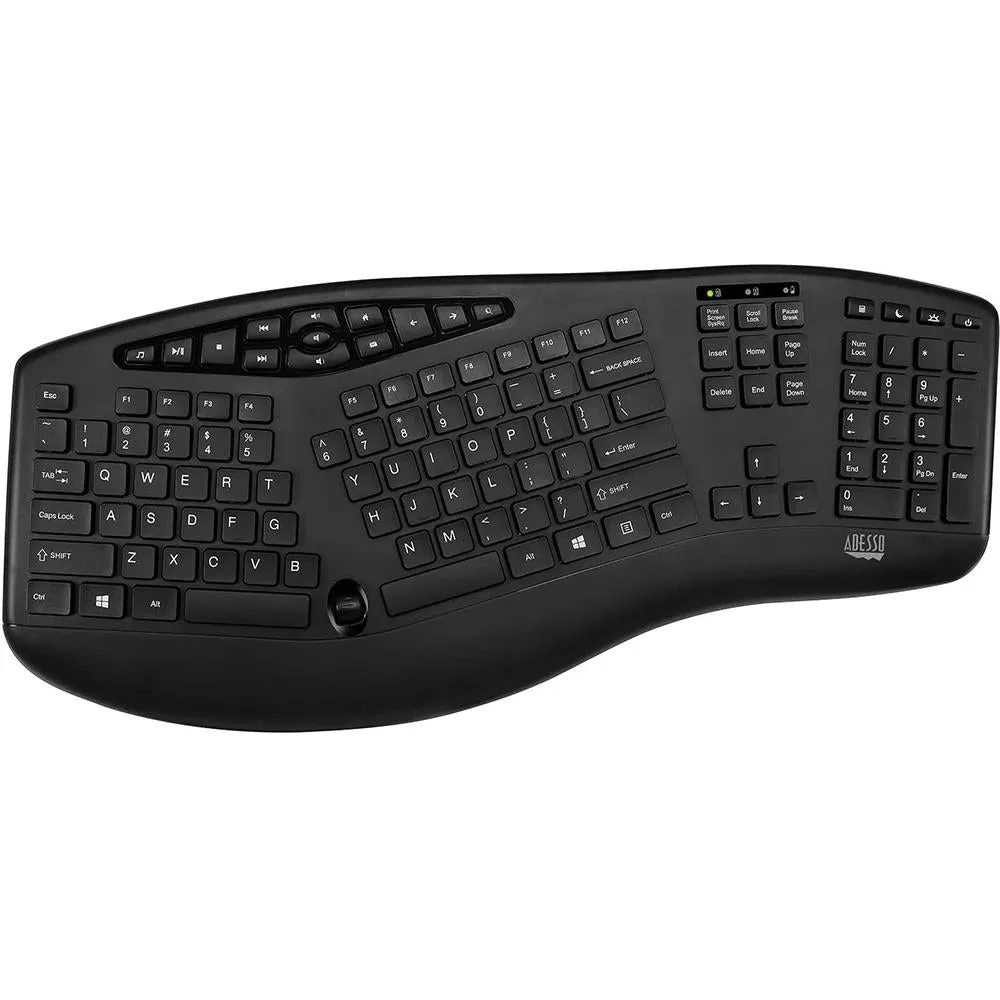 Adesso WKB-1600CB TruForm Media 1600 Wireless Ergonomic Keyboard and Optical Mouse