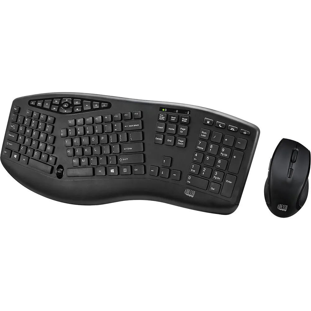 Adesso WKB-1600CB TruForm Media 1600 Wireless Ergonomic Keyboard and Optical Mouse