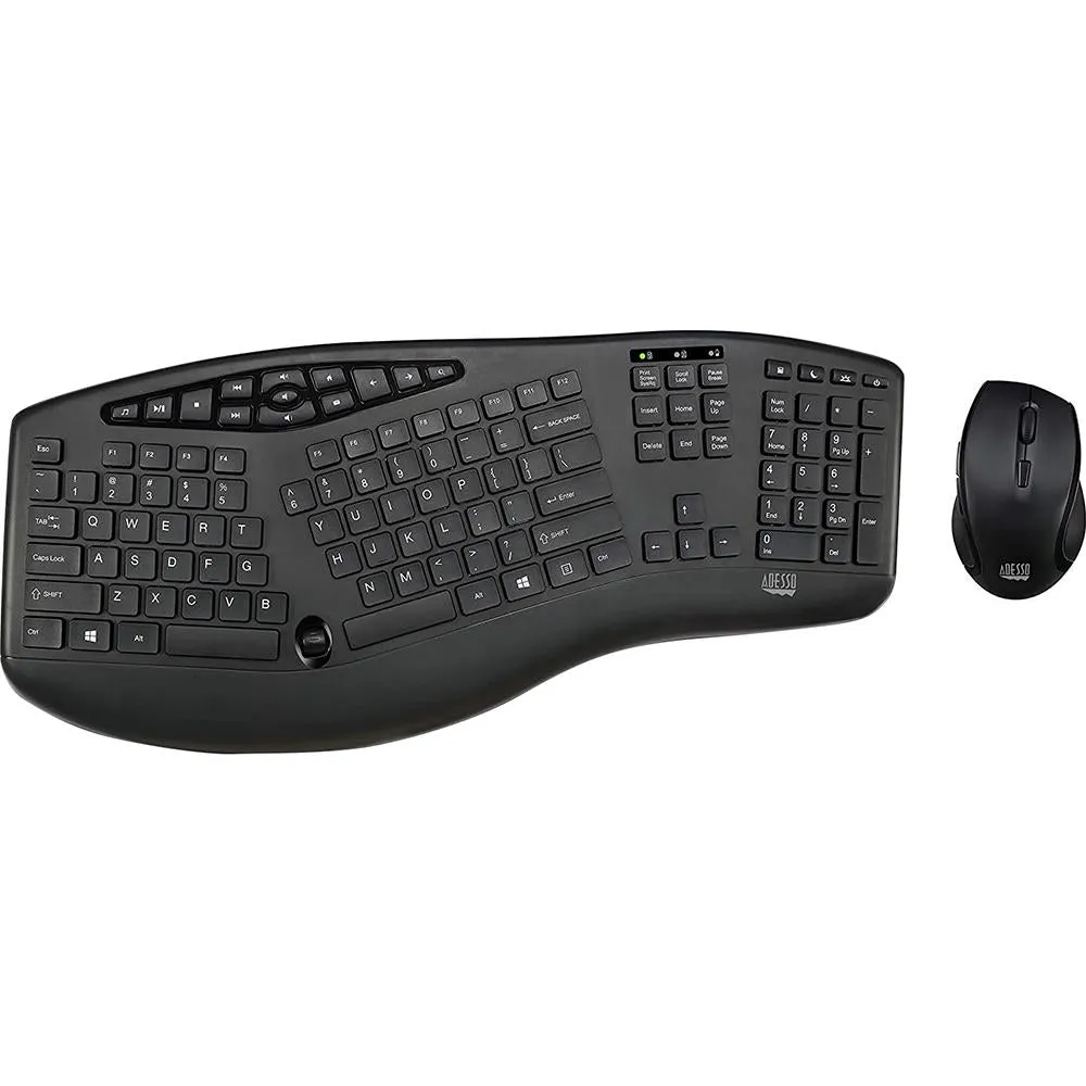 Adesso WKB-1600CB TruForm Media 1600 Wireless Ergonomic Keyboard and Optical Mouse