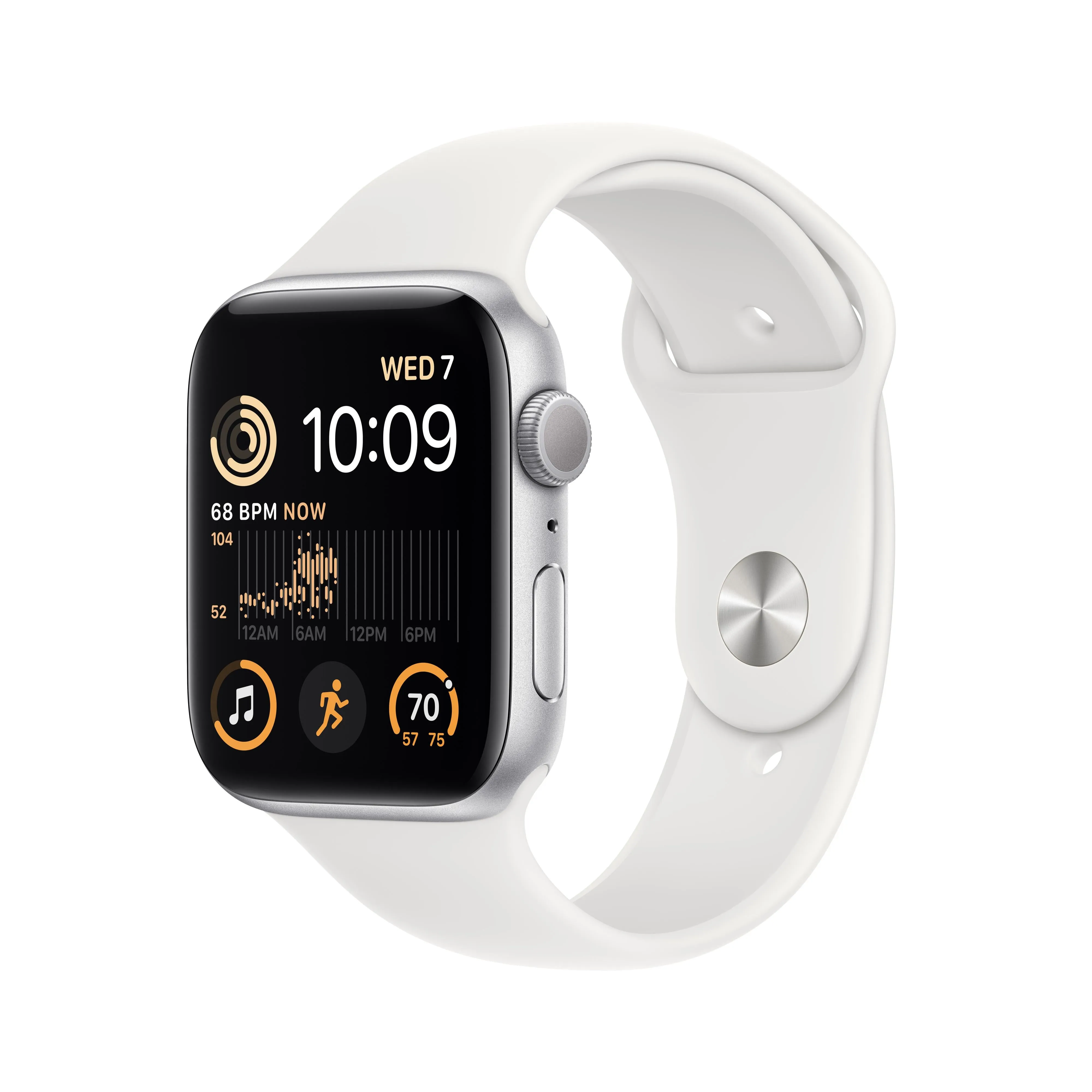 Apple Watch SE GPS 44mm Silver Aluminium Case with White Sport Band - Regular