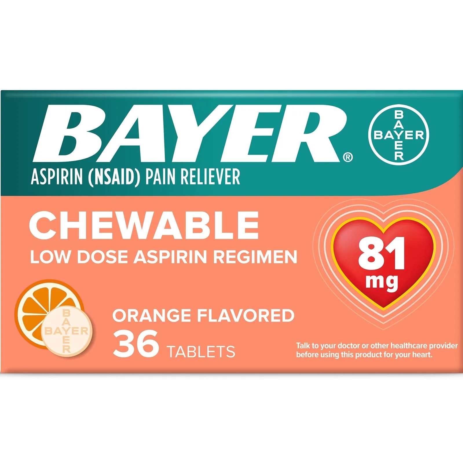 Bayer Aspirin Pain Reliever Low Dose 81mg Chewable Tablets