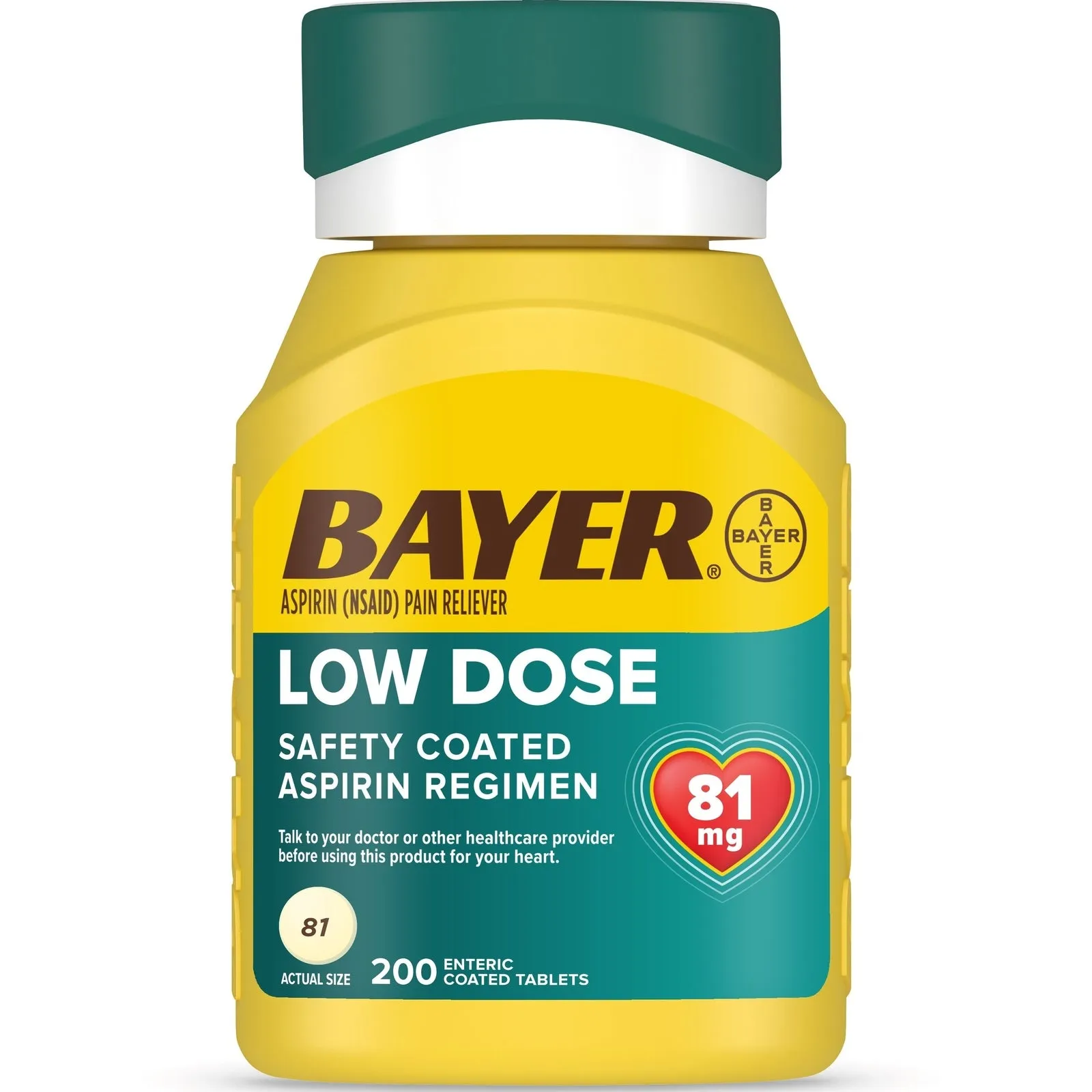 Bayer Aspirin Pain Reliever Low Dose 81mg Enteric Coated Tablets