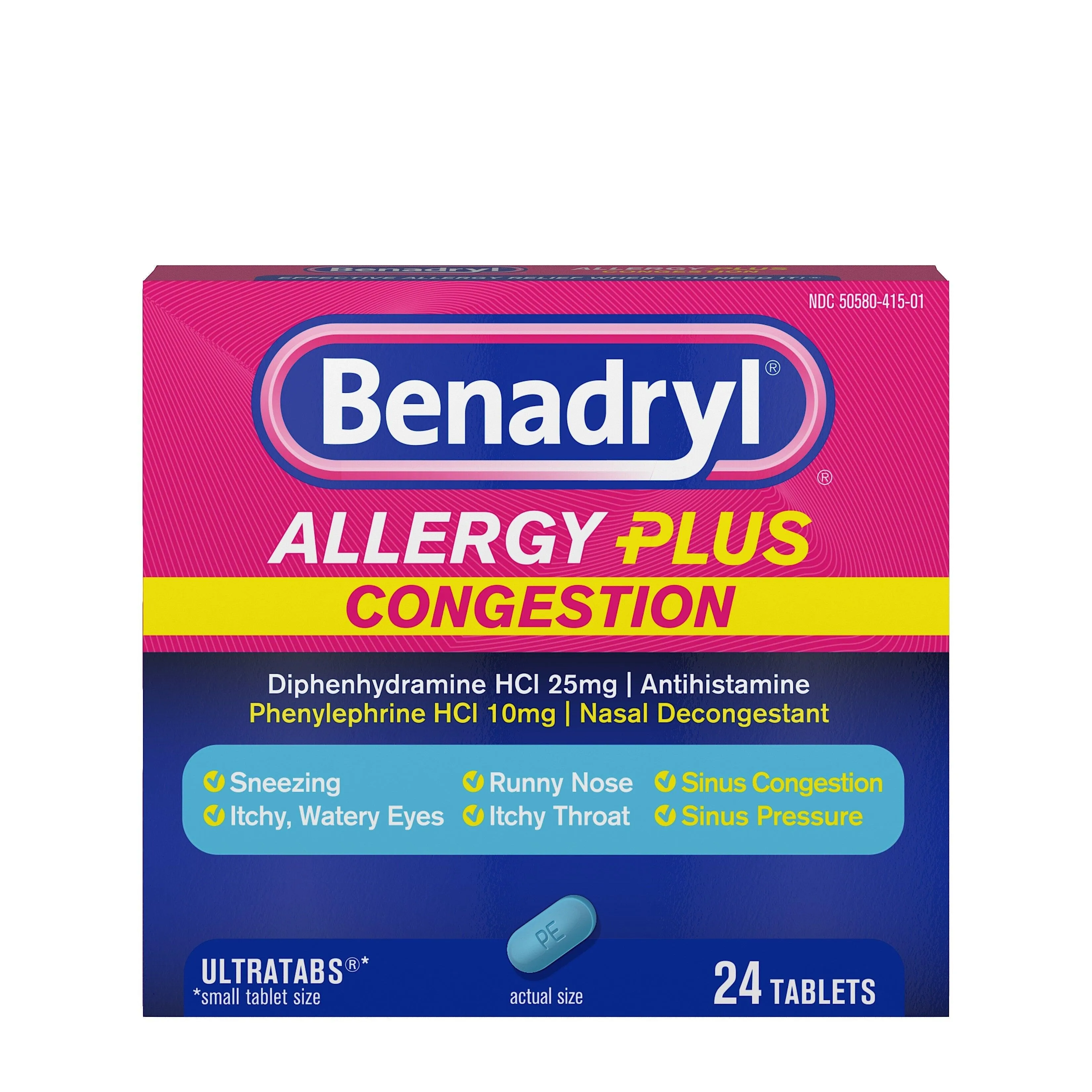 Benadryl Allergy Plus Congestion Ultra Tablets 24 Count