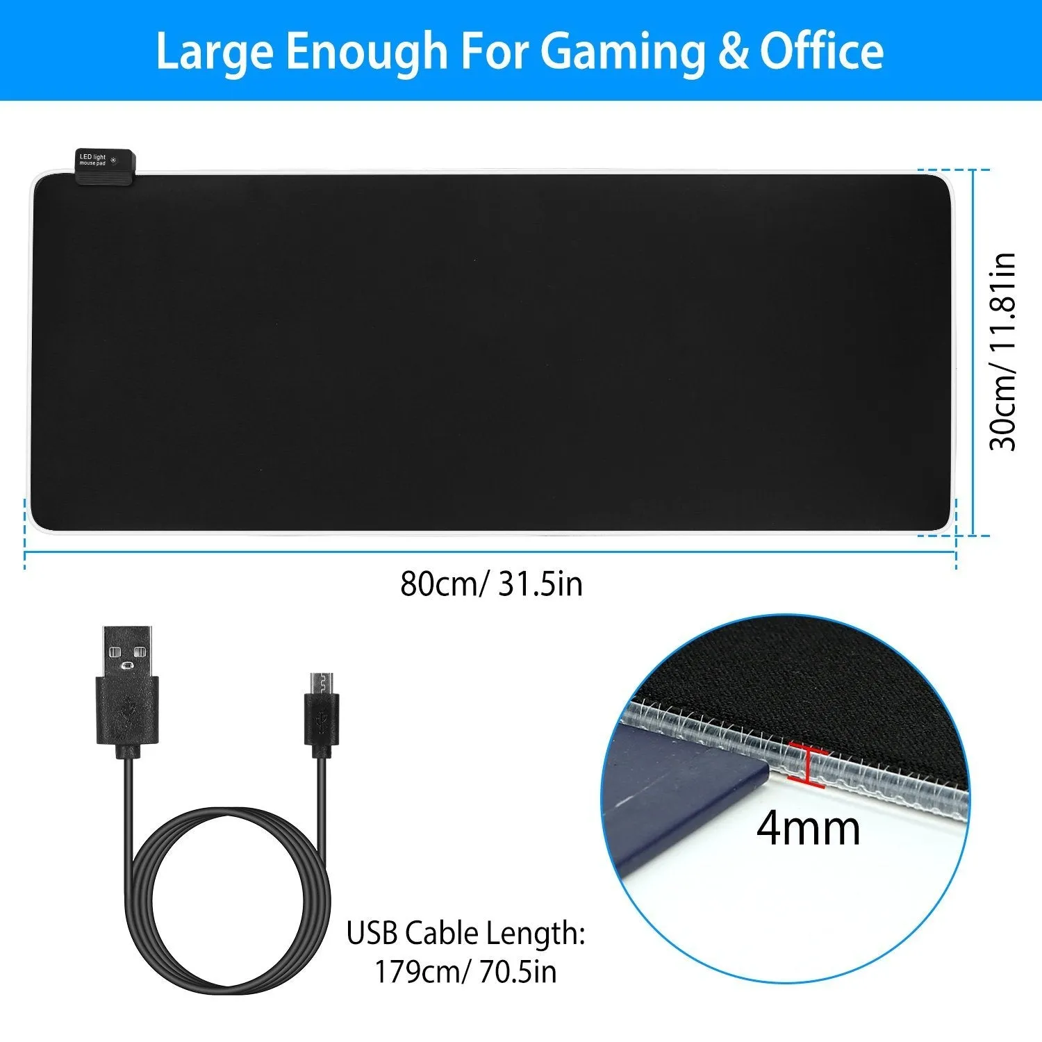 Large LED RGB Computer Keyboard Mouse Mat