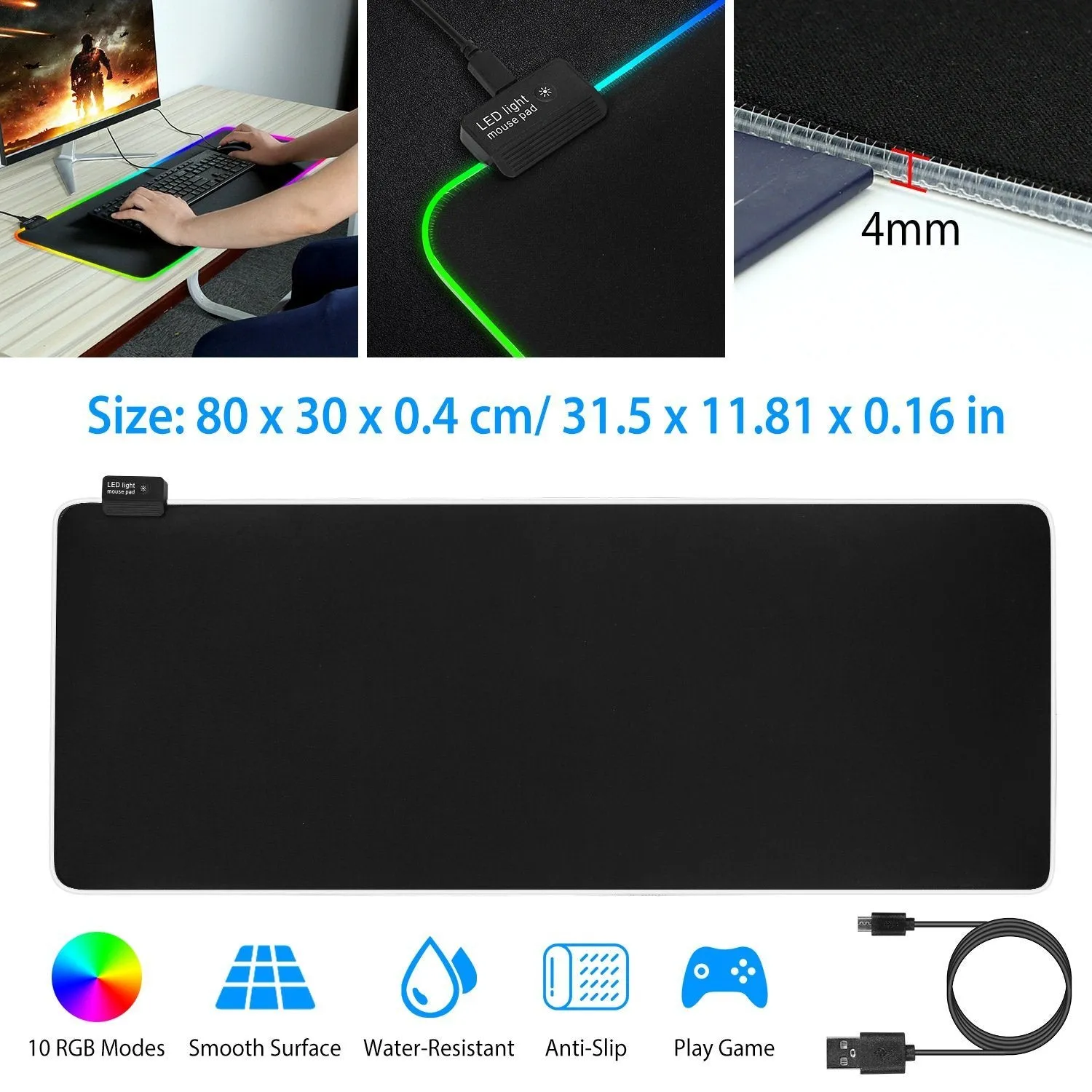 Large LED RGB Computer Keyboard Mouse Mat