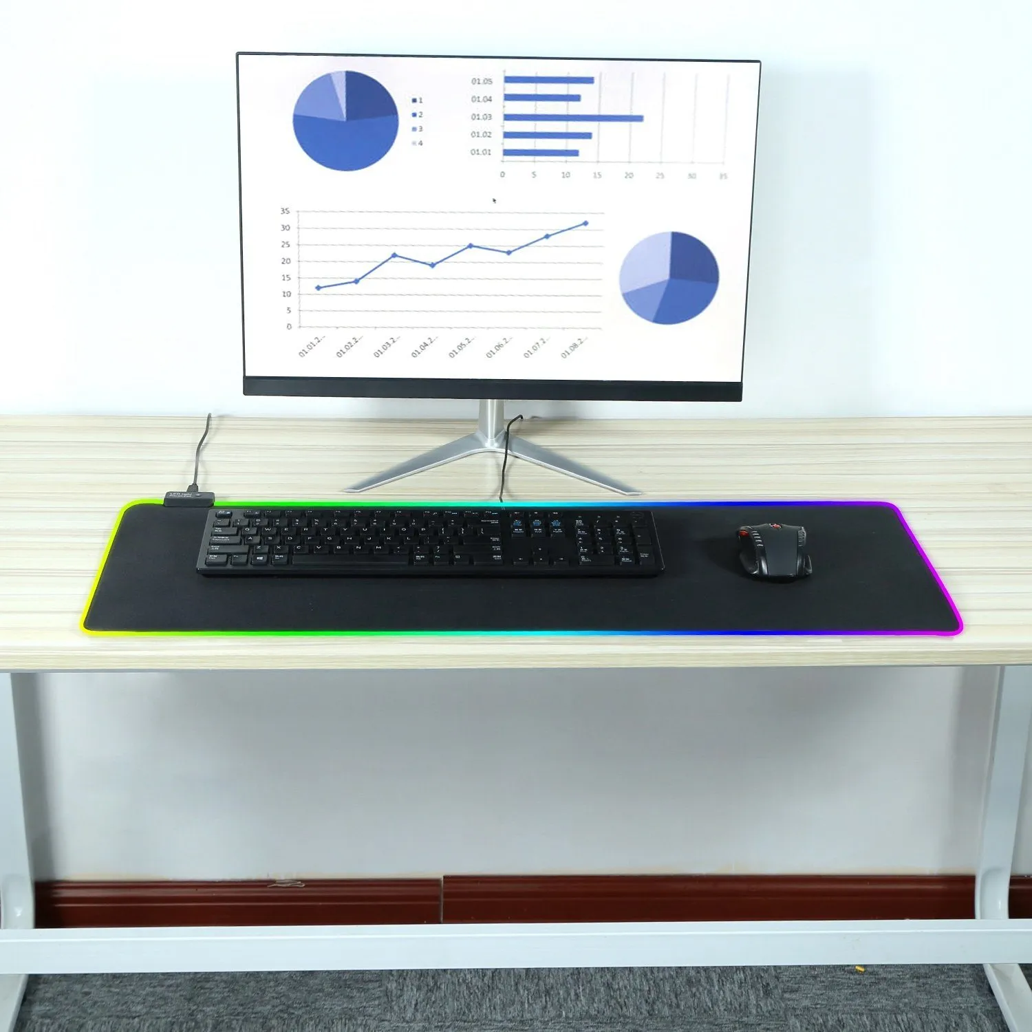 Large LED RGB Computer Keyboard Mouse Mat