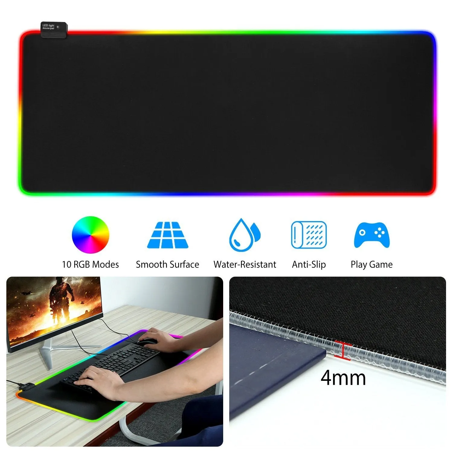 Large LED RGB Computer Keyboard Mouse Mat