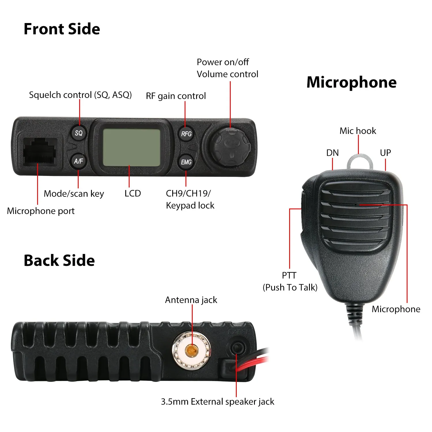 Radioddity CB-27 CB Radio Mobile Radio  | AM/FM | 4W | 40/80 Channel [DISCONTINUED]