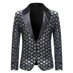 The Damond Sequin Slim Fit Blazer Suit Jacket - Platinum