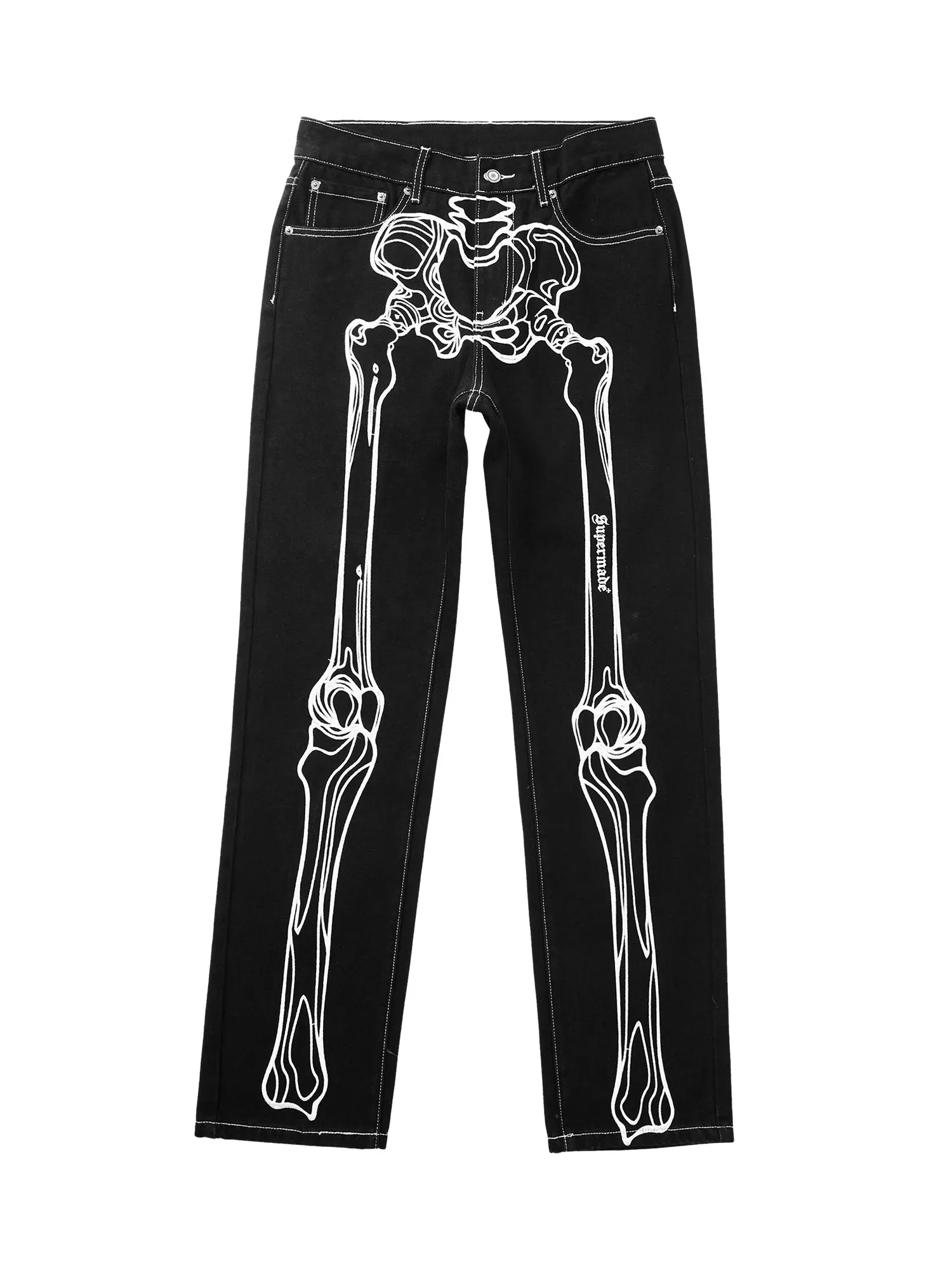 Thesupermade Hip Hop Bones Embroidered Jeans - 1859