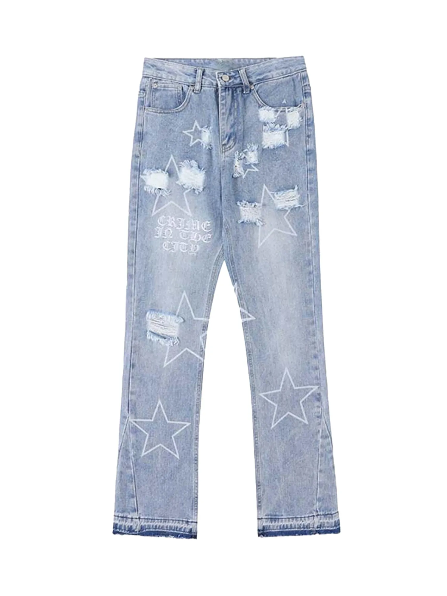 Thesupermade Star Print Ripped Jeans - 1741